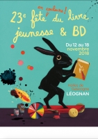 Affiche pour le festival du livre jeunesse et BD de Léognan 2018